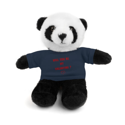 Will You Be My Valentine ? Teddy Bear, Plush Animal with T-Shirt, Cute Valentine's Day Gift, Stuffed Bear for Kids or Love