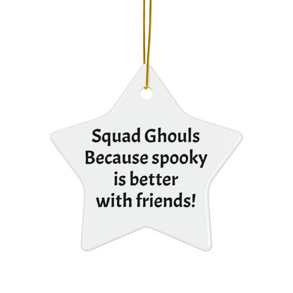 Personalized Squad Ghouls Halloween Ornaments, Double Sided Ceramic Ornament, Fall Decor, Halloween Gifts, Party Favors