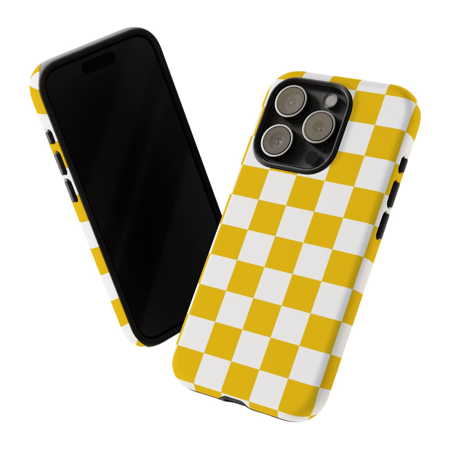 Yellow Checkered Phone Case - iPhone 17 Pro, 17, 16, 15, 14, 13, 12, 11, X, XR, XS MAX, Gift for Friends
