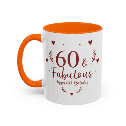 Personalized 60th Birthday Coffee Mug 60 & Fabulous, Birthday Gift, Custom Mug, Fun Coffee Cup, Celebration Drinkware, Personalized Present