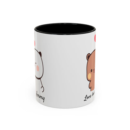 Personalized Dudu Bubu Mug | Cute Bear Coffee Cup | Color Handle Mug | Birthday Christmas Gift | Funny Mug for Her Him Valentine Gift