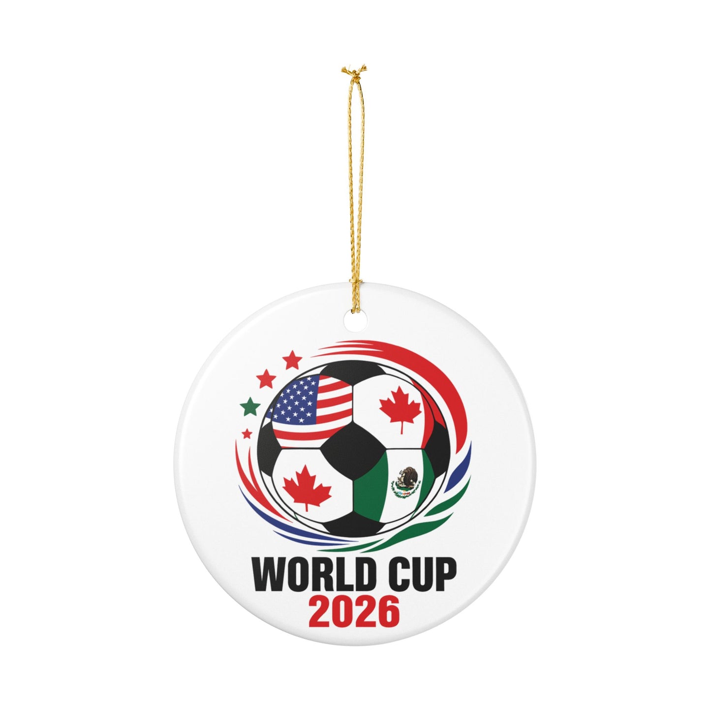 World Cup 2026 Soccer Ornament, USA Canada Mexico Flag Ball Decor, Football Fan Gift, Holiday Keepsake, Soccer Christmas Tree Ornament