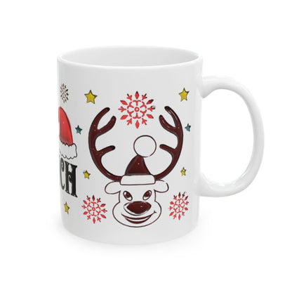 Little Grinch Mug, Cute Christmas Coffee Cup, Santa Hat Reindeer Holiday Mug, Funny Cocoa Cup for Kids & Family, Xmas Gift Idea