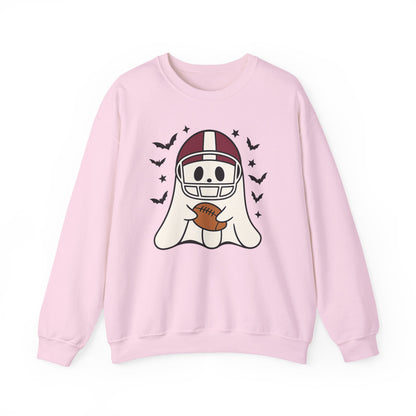 Halloween Ghost Football Sweatshirt, Cozy Crewneck, Unisex Sweatshirt, Fall Apparel, Spooky Season Fashion, Ghost Design