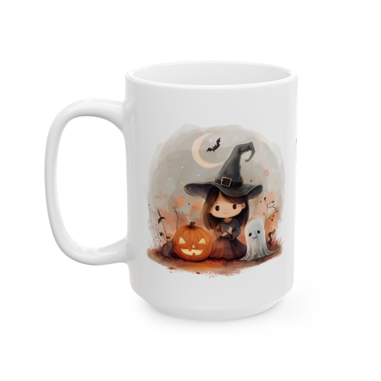 Personalized Halloween-themed Ceramic Mug, Countless Treats and Spooky Charm, Perfect for Fall, Gift for Cat Lovers, Cozy Beverage Holder