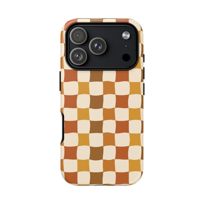 Boho Checked Phone Case, Checkerboard Design, Durable Protection, Phone Cover, Phone case For iPhone and Samsung, Trendy Phone Cover