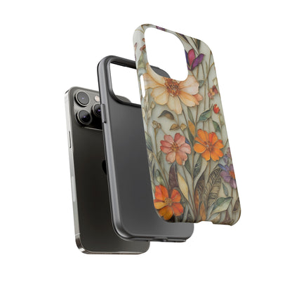 Phone case For iPhone & Samsung, Wildflower Mosaic MagSafe iPhone Case: Botanical Floral Design iPhone