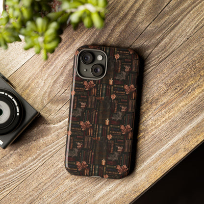 Gothic Phone Case Dark Academia Literary iPhone Samsung Cover with Books & Flowers, Phone case