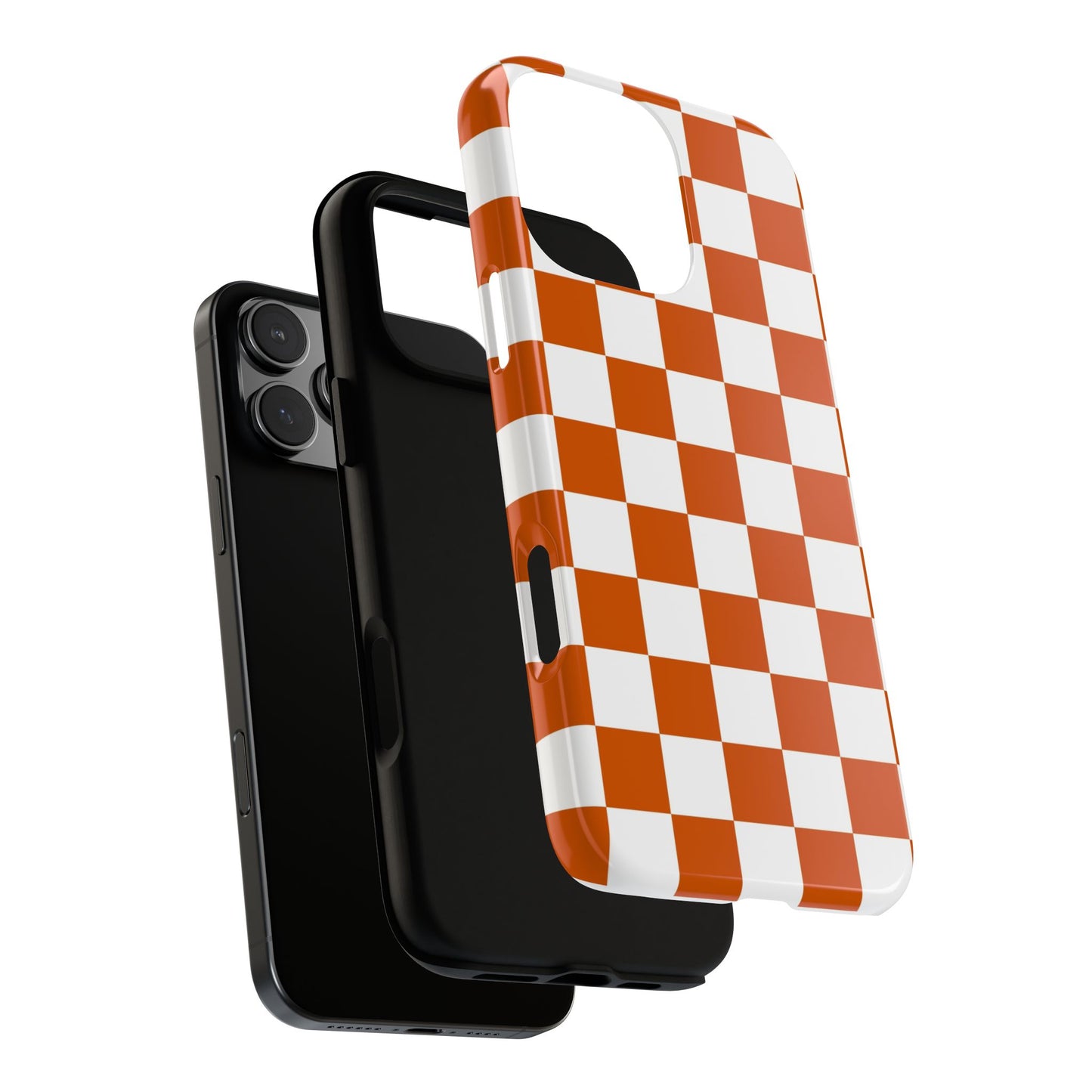 Checkered Phone Case, Checkered Phone Case - iPhone 17 16 15 14 13 12 11 Pro Max  - Trendy Black and Brown Checkerboard