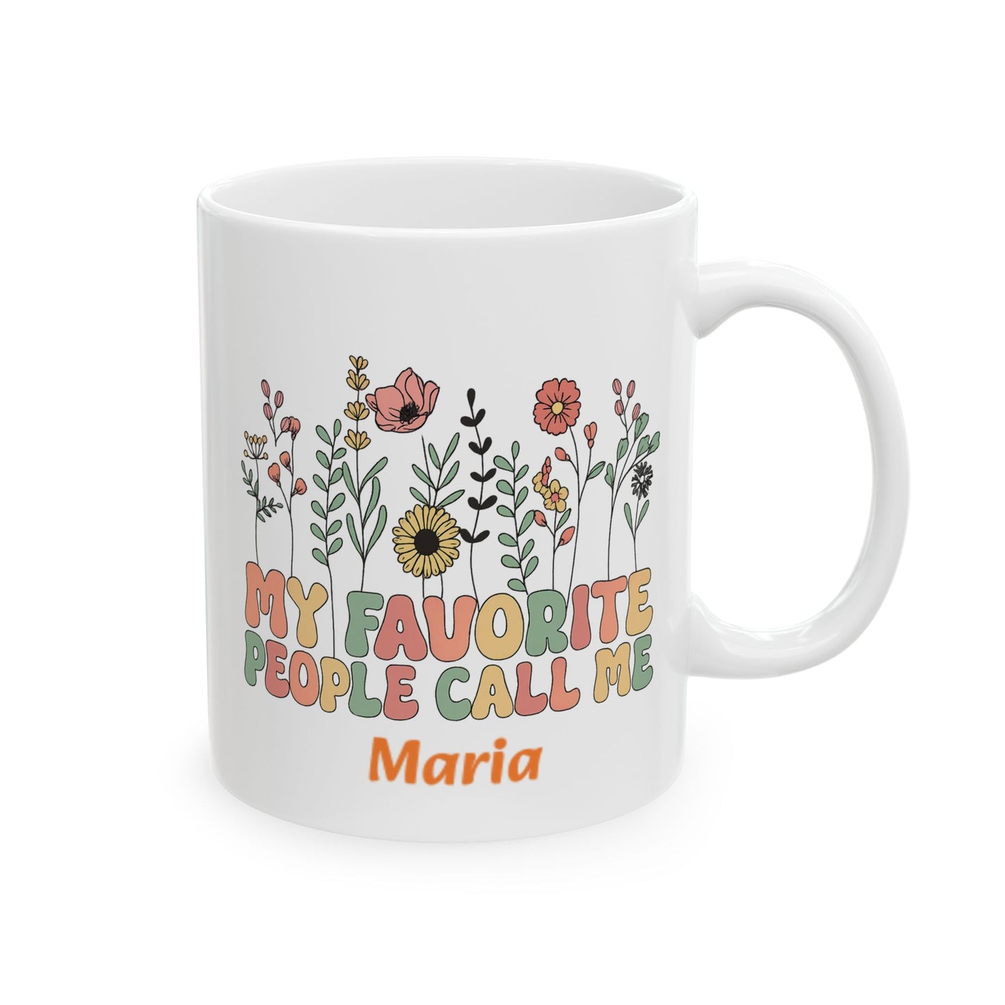Personalized Flower Power Ceramic Mug, My People Mug, Gift for Friends, Coffee Lover Gift, Floral Mug, Tea Lovers