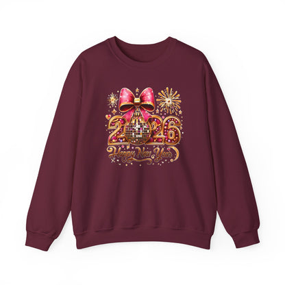 Happy New Year 2026, Trendy New Years, Red And Gold Sequins Glitter Faux Sparkly New Year Shirt, Hello 2026