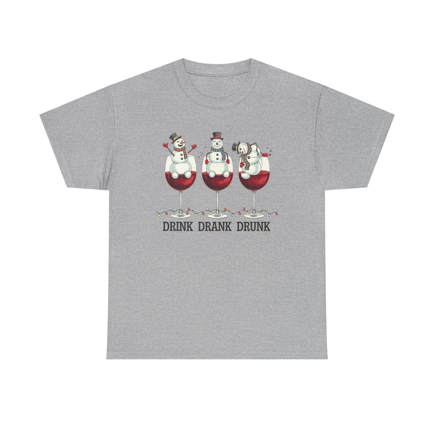 Drink Drank Drunk Christmas Shirt | Funny Holiday Wine Shirt | Snowman Christmas Tee | Drinking Humor Gift for Friends