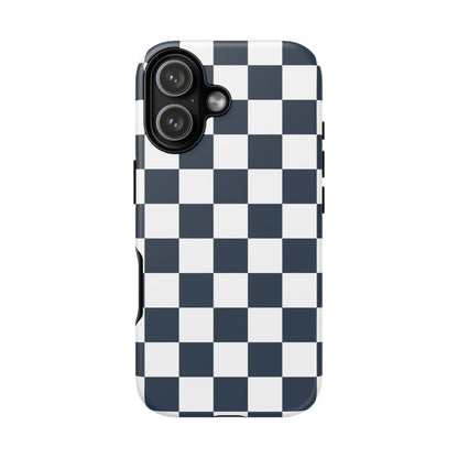 Navy Checkerboard Phone Case, iPhone 17 Pro, 17, 16, 15, 14, 13, 12, 11, X, XR, XS MAX, Tough Case for iPhone
