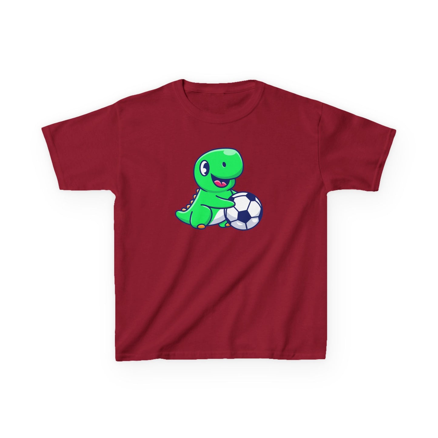 Green Dinosaur Playing Soccer Kids T-Shirt, Cute Dino Soccer Shirt for Boys Girls, Fun Youth Sports Graphic Tee, Football Lover