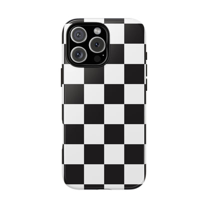 Black and White Checker iPhone Case, Stylish iPhone Cover for Teens, Holiday Gift, Unique Mobile Accessories, Tough Protection
