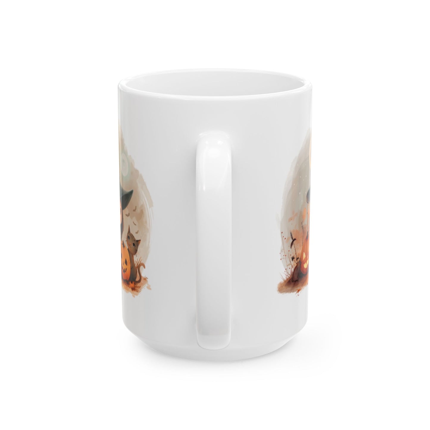 Personalized Halloween-themed Ceramic Mug, Countless Treats and Spooky Charm, Perfect for Fall, Gift for Cat Lovers, Cozy Beverage Holder