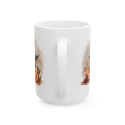 Personalized Halloween-themed Ceramic Mug, Countless Treats and Spooky Charm, Perfect for Fall, Gift for Cat Lovers, Cozy Beverage Holder