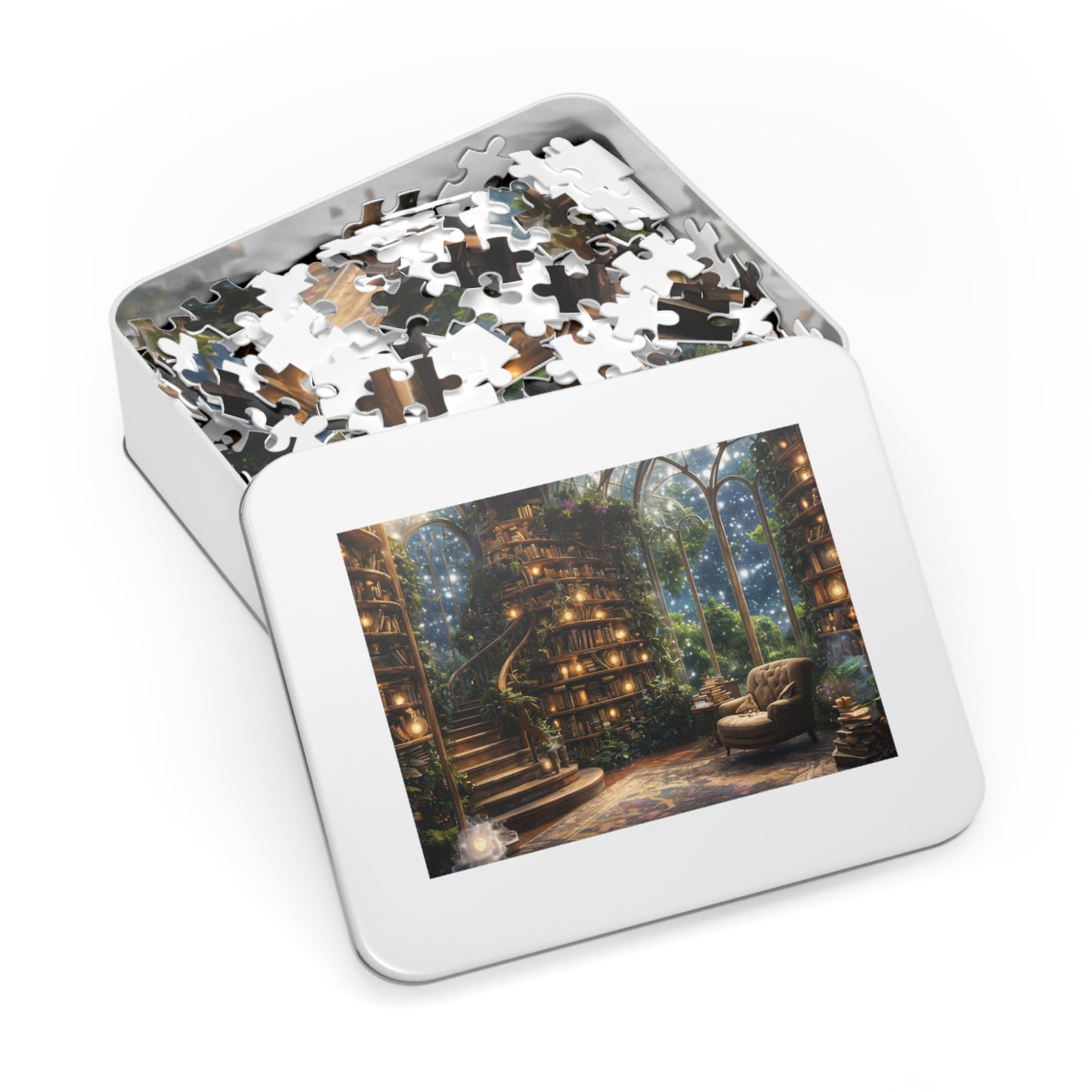 Dream Library, Magical Greenhouse, Jigsaw Puzzles, Star Filled Sky Library Reading Garden Lounge Room, Starry Night View, 500 Or 1000