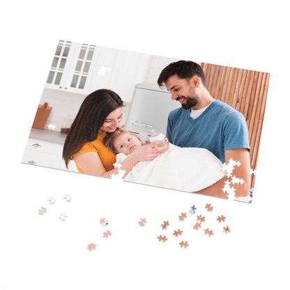 Family Photo Jigsaw Puzzle with Tin, Custom Picture Puzzle Keepsake, Personalized Family & Couples Gift