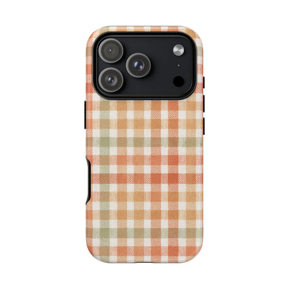 Boho Checkered Phone Case | Neutral Aesthetic Plaid Case | Retro Minimalist Check Design | iPhone Cover | Samsung Cover