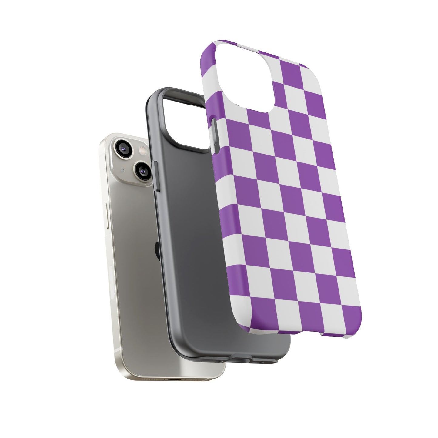 Purple Checkered Phone Case,  iPhone 17 Pro, 17, 16, 15, 14, 13, 12, 11, X, XR, XS MAX, Trendy Gift for Friends, Accessory for Occasions