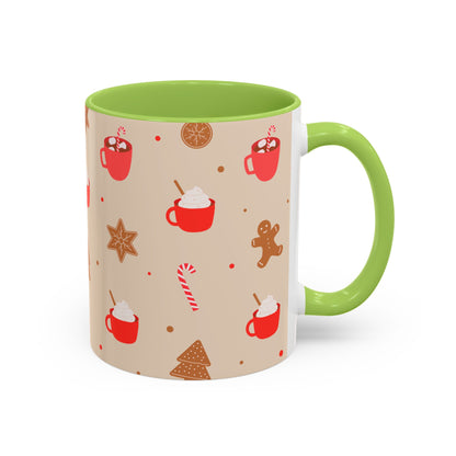 Festive Accent Coffee Mug, Holiday Gift, Hot Chocolate Lover, Christmas Decor, Winter Vibes, Cozy Mugs, Gift for her