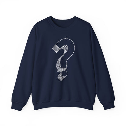 Rhinestone Question Mark Sweatshirt | Sparkly Mystery Icon Crewneck