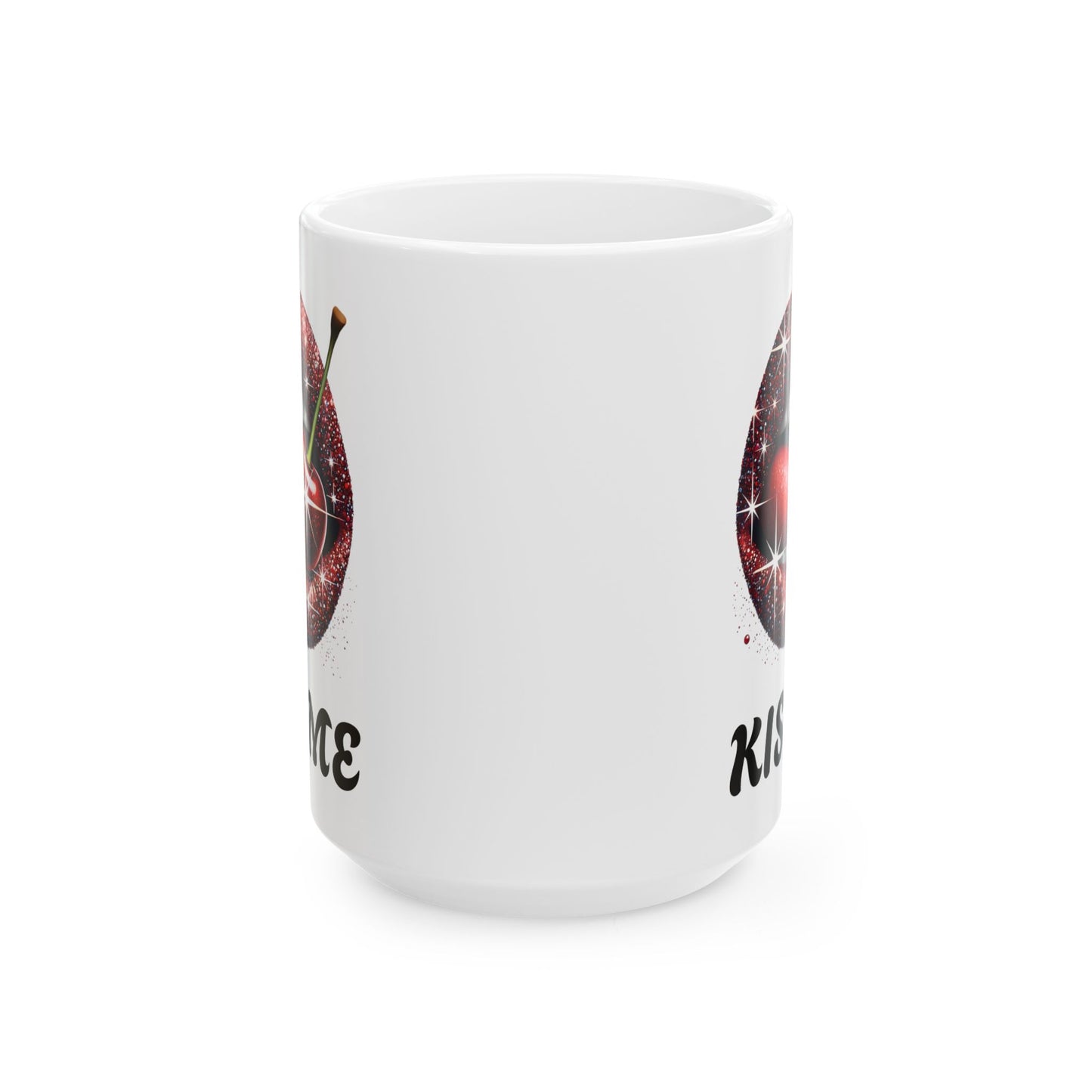Kiss Me Coffee Mug, Cherry Lips Design Ceramic Mug, Cute Aesthetic Coffee Cup, 11oz 15oz Gift, Fun Novelty Mug