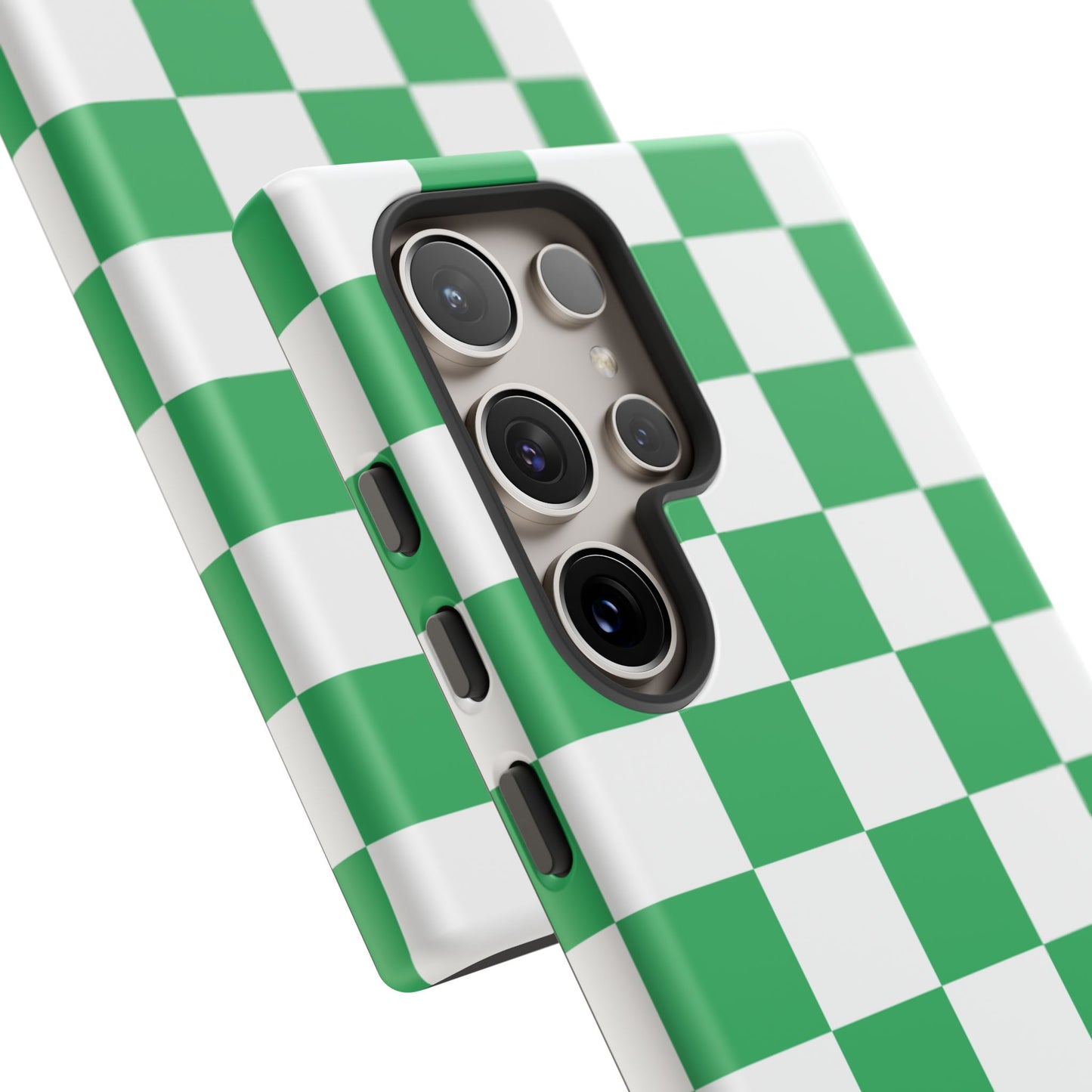 Green Checkered Phone Case, Phone Cases Samsung Galaxy S25, S25 Plus, S24, S24 Plus, S24 Ultra, S23, S22, S22 Plus, S21 Ultra, S21 FE, S20+
