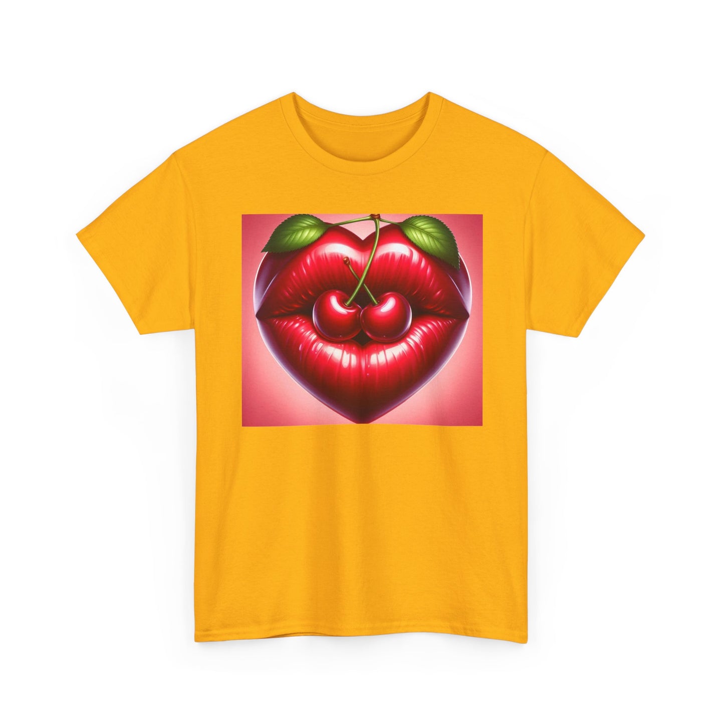 Cherry Lips Heart Graphic Tee, Retro Pop Art T-Shirt, Cute Aesthetic Cotton Shirt, Vintage Style Unisex Tee, Fun Statement Top