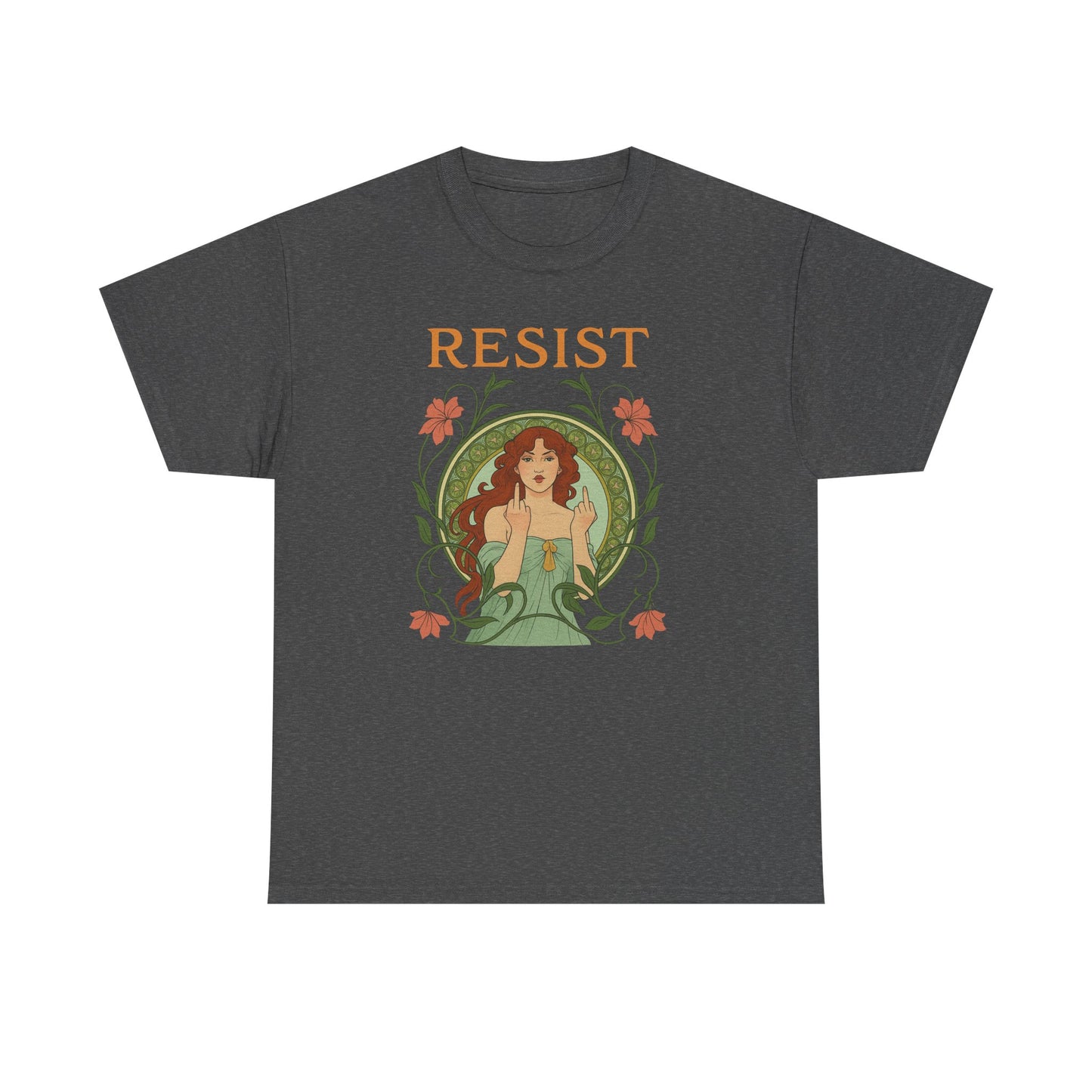 Resist Art Nouveau Woman Tee, Feminist Vintage Shirt, Botanical Activist T-Shirt, Retro Feminism Gift, Empowerment Top, Mucha Anti Trump