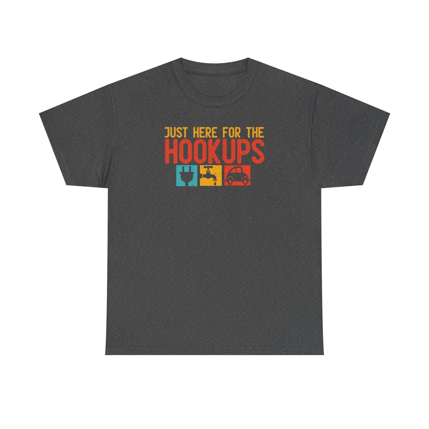 Just Here For The Hookups Shirt, Camping Fishing T-Shirt, Funny RV Camper Tee, Outdoors Graphic Tee, Campfire Gift for Men Women