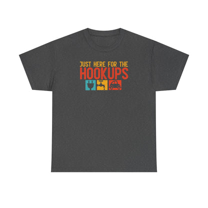 Just Here For The Hookups Shirt, Camping Fishing T-Shirt, Funny RV Camper Tee, Outdoors Graphic Tee, Campfire Gift for Men Women