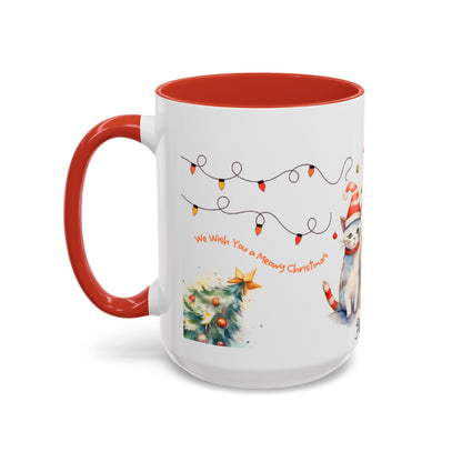 Personalized Festive Cat Accent Coffee Mug, Holiday, Christmas, Unique Gift, Home Decor, Cute Cat Lovers, Christmas Day Gift