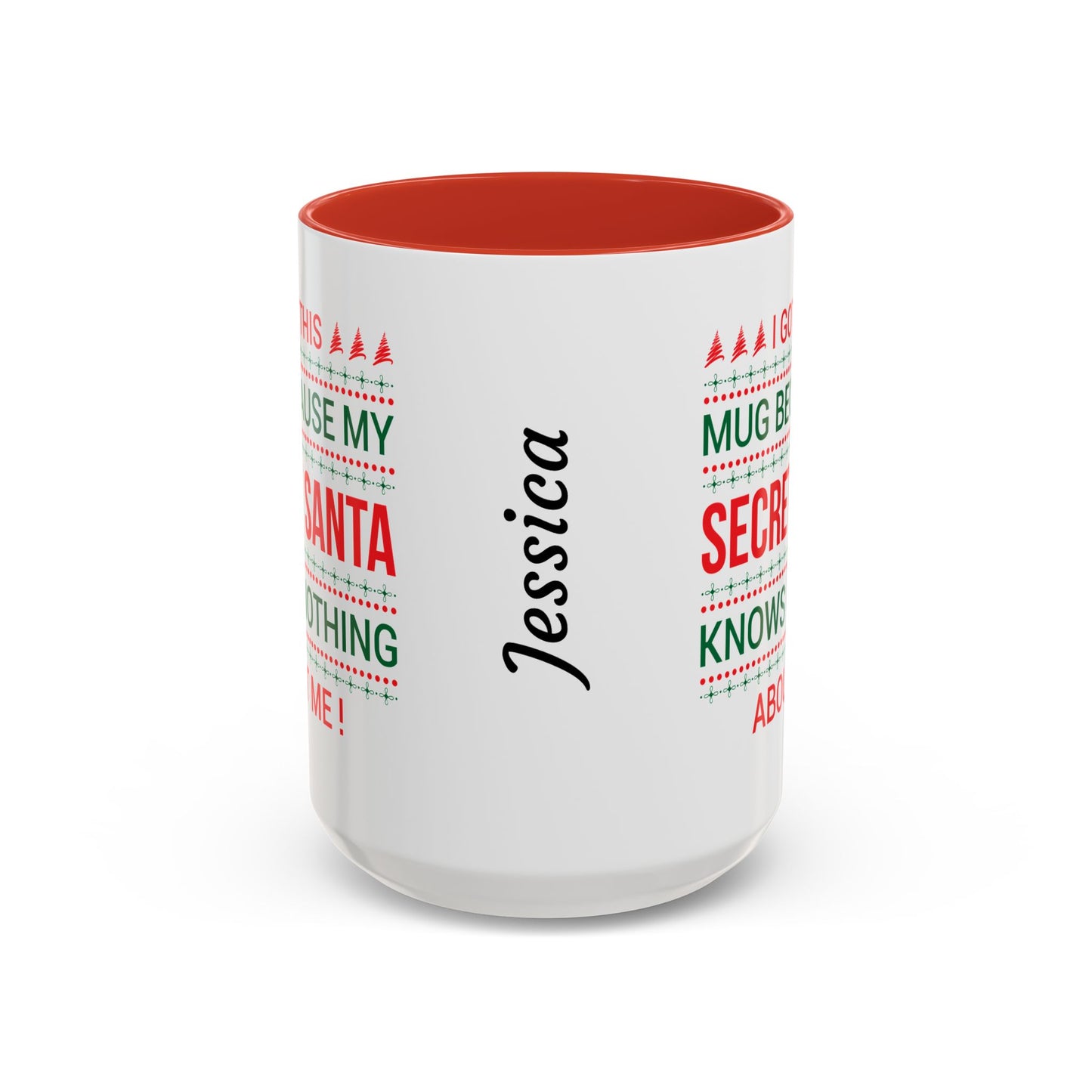 Personalized Secret Santa Accent Coffee Mug, Holiday Gift, Funny Christmas Mug, Unique Office Secret Santa Gift, Custom Drinkware