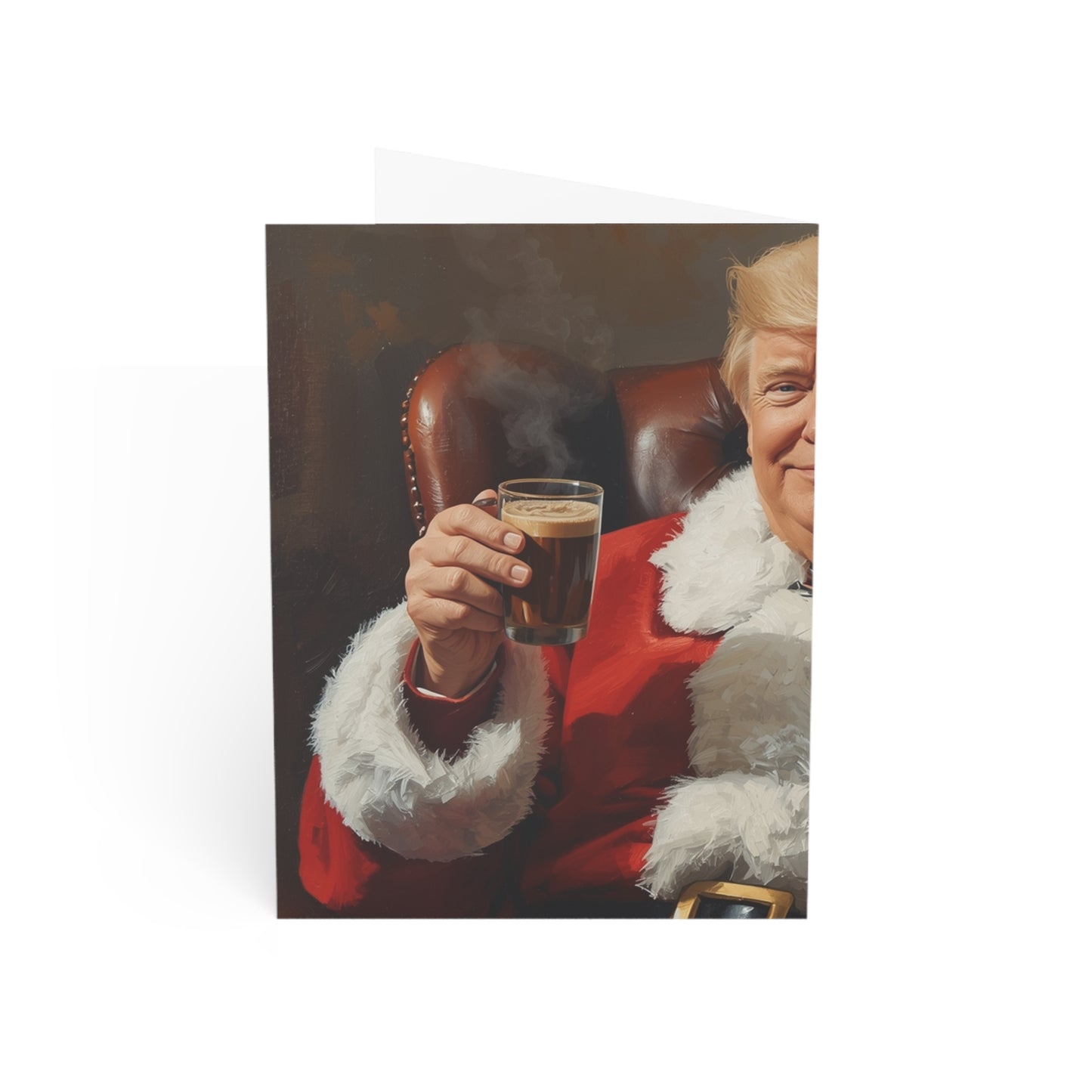 Santa Portrait Holding Drink Greeting Card, Funny Vintage Christmas Card, Retro Holiday Card, Santa Toast Card, Festive Gift Note