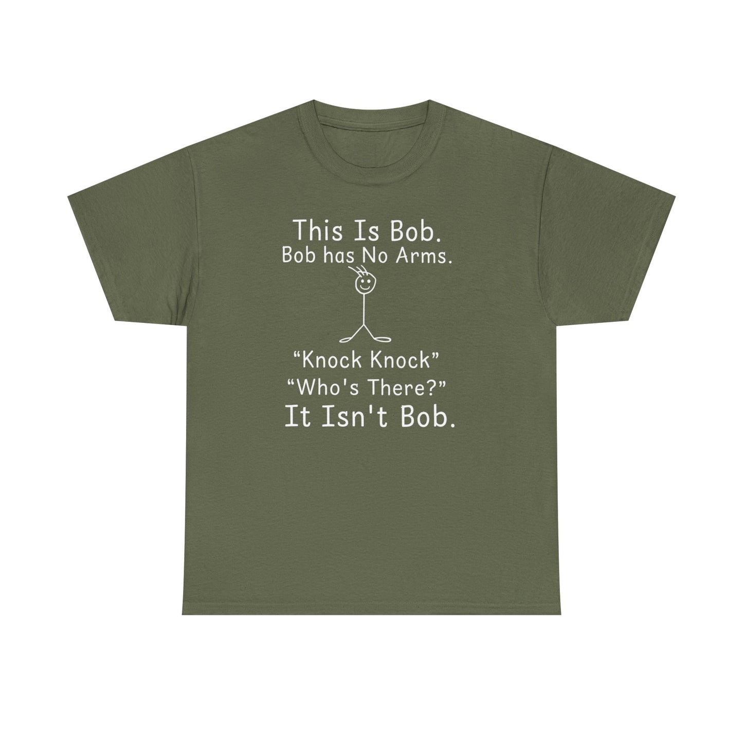 This Is Bob No Arms T-Shirt, Funny Knock Knock Joke Tee, Dry Humor Shirt, Minimalist Meme T-Shirt, Classic Joke Graphic Tee