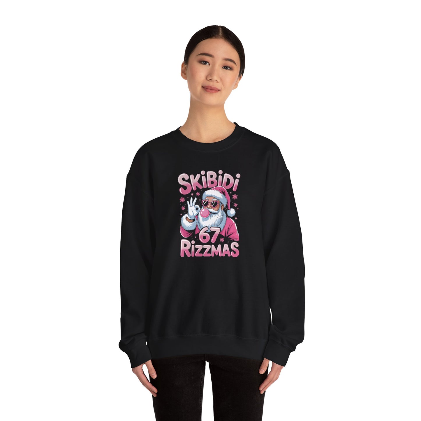 Skibidi Rizzmas Santa Crewneck Sweatshirt | Pink Santa Christmas Design | 67 Christmas Sweatshirt
