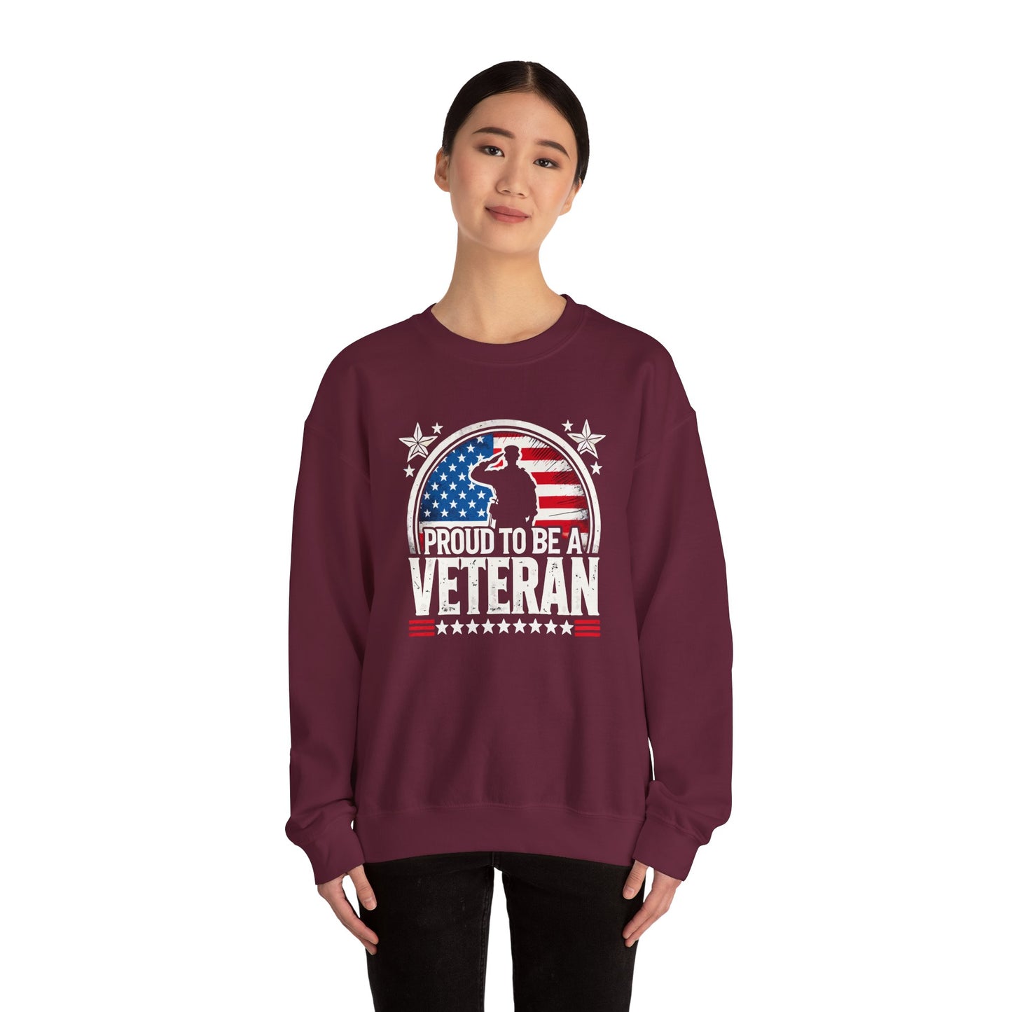 Proud Veteran Crewneck Sweatshirt, Veterans Day Gift, Military Tribute, USA Flag Apparel, Casual Comfort Wear, Gift for veteran Father