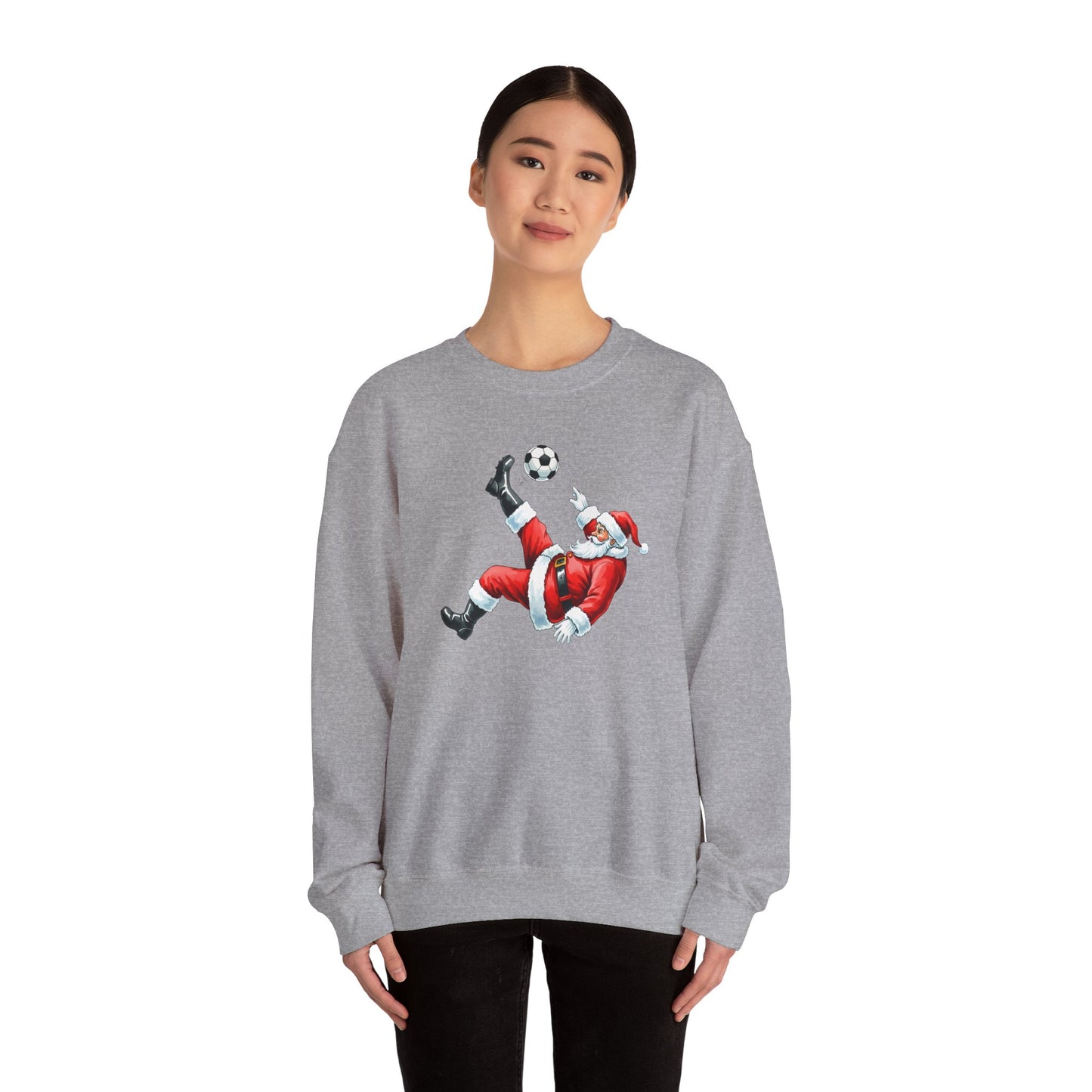 Festive Santa Soccer Crewneck Sweatshirt, Christmas Apparel, Winter Fashion, Holiday Gifts, Sports Lover, Cute Santa Design