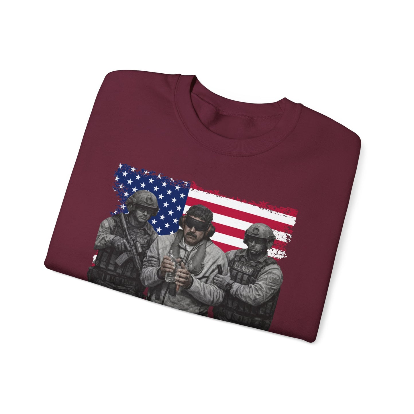 Maduro Captured 2026 Venezuela Libre Sweatshirt, Patriotic Military Graphic Crewneck, American Flag Soldier Tribute, Support Pullover