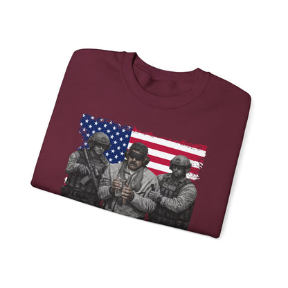 Maduro Captured 2026 Venezuela Libre Sweatshirt, Patriotic Military Graphic Crewneck, American Flag Soldier Tribute, Support Pullover