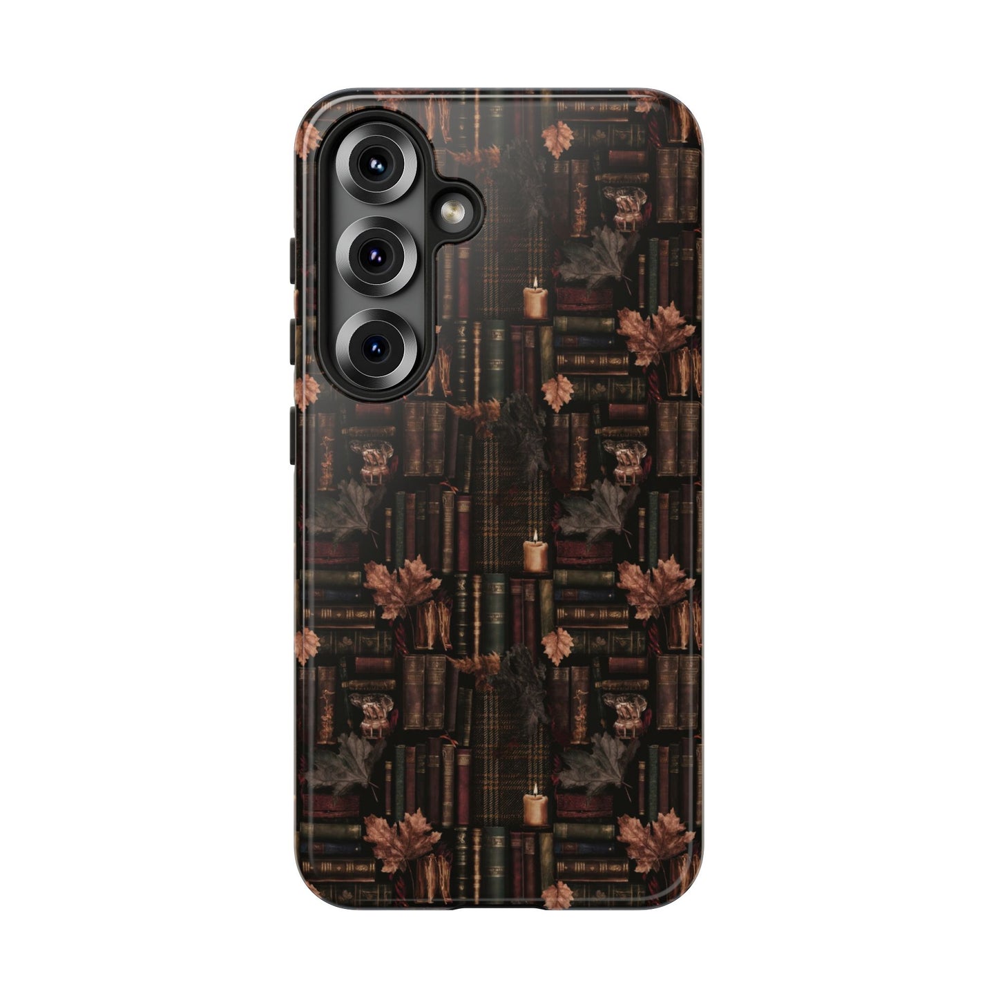 Gothic Phone Case Dark Academia Literary iPhone Samsung Cover with Books & Flowers, Phone case