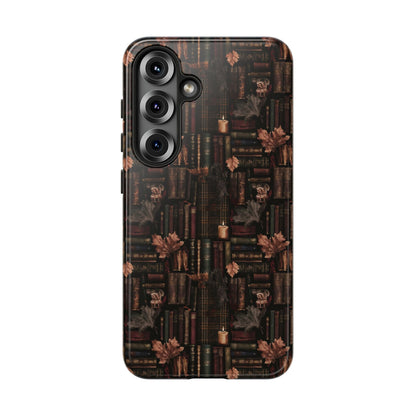 Gothic Phone Case Dark Academia Literary iPhone Samsung Cover with Books & Flowers, Phone case