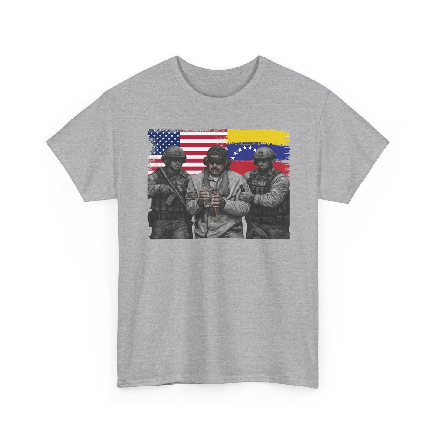 American and Venezuelan Flag Soldiers Tee, Nicolas Maduro Arrest Deportation Photo Tee T-shirt | Political Protest Graphic