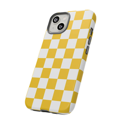 Yellow Checkered Phone Case - iPhone 17 Pro, 17, 16, 15, 14, 13, 12, 11, X, XR, XS MAX, Gift for Friends