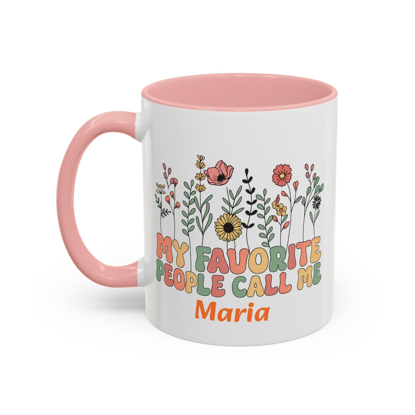 Personalized Floral Accent Mug, My Favorite People Call Me Coffee Cup, Perfect Gift for Friends, Family, Birthdays, Home Décor