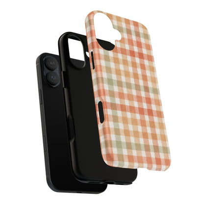 Boho Checkered Phone Case | Neutral Aesthetic Plaid Case | Retro Minimalist Check Design | iPhone Cover | Samsung Cover