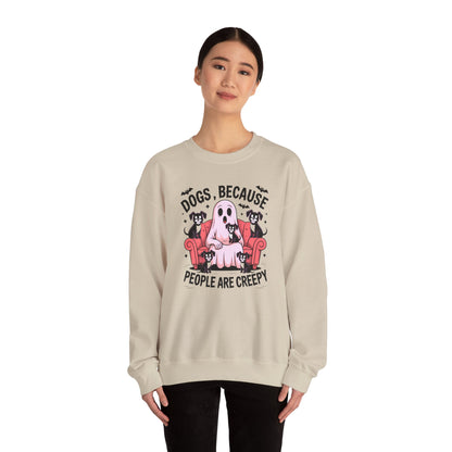 Cozy Halloween Sweatshirt, Funny Ghost And Dog Design, Crewneck, Perfect for Dog Lovers, Fall Fashion, Holiday Gift