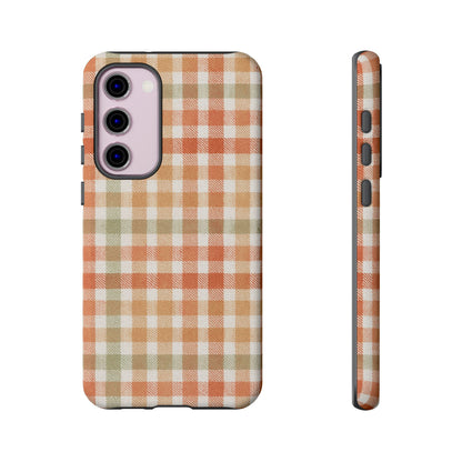 Boho Checkered Phone Case | Neutral Aesthetic Plaid Case | Retro Minimalist Check Design | iPhone Cover | Samsung Cover